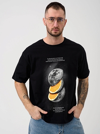 Мужская футболка "Луна" 2436-К / Черный