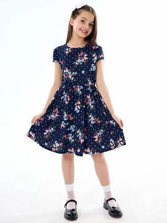 Детское платье "Карусель" / Цветы с горошком