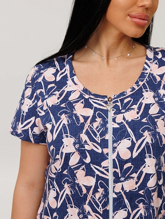 Женский халат Х-156(К) / Джинс (цветы)