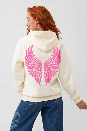 Женская толстовка 8578 оверсайз / молочный+ангел