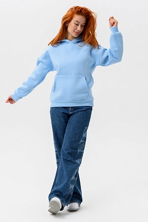 Женская толстовка 14428 оверсайз / голубой