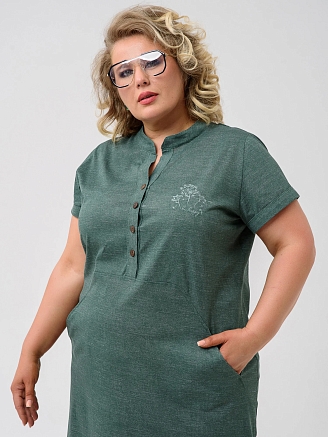 Женское платье "Лён" 1512-К / Зеленый