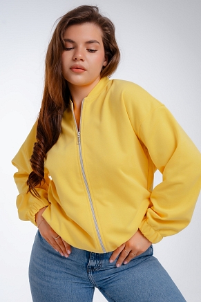 Женский бомбер из коттон фита / Жёлтый