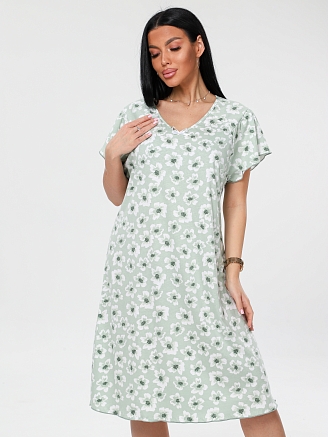 Женская сорочка Сор-73(К) / Фисташковый (цветы)