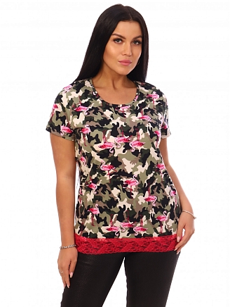 Женская футболка Флер / Розовое кружево