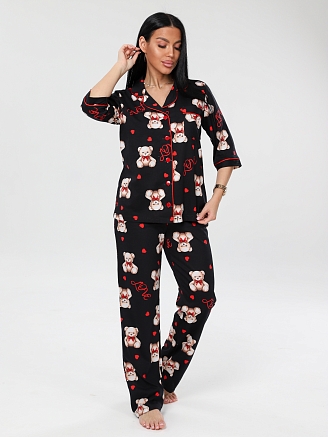 Женский костюм К-132(К) / Черный (медвежата)