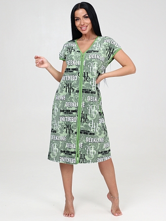 Женский халат ХМ-632 / Фисташка, буквы на кружеве