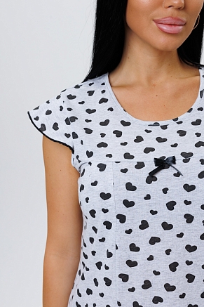 Женская ночная сорочка 2120/1 / Серый, сердечки