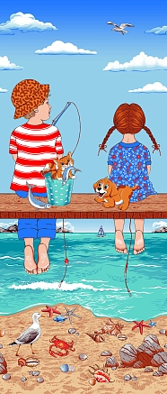 Полотенце банное вафельное №307 / Рыбалка