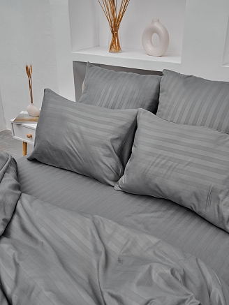 Комплект наволочек микрофибра-страйп / Светлый серый