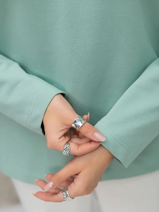 Женский джемпер-поло футер / Оливковый