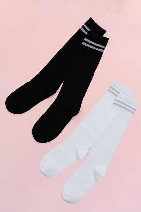 Детские гольфы Люрекс (набор 2 пары) / белый+черный