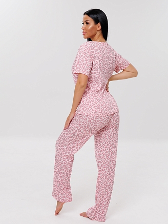 Женская пижама П-60(Каш) / Розовый (леопард)