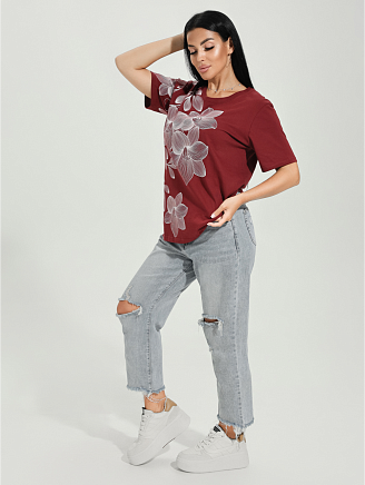 Женская футболка Лирика плюс / Бордо