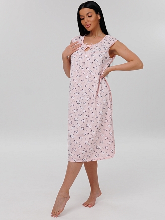 Женская сорочка Сор-85(К) / Розовый (белые цветы)