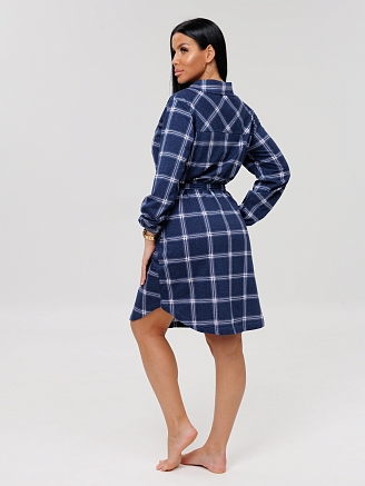 Женский халат Х-186(К) / Синий (клетка)