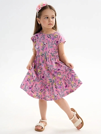 Детское платье "Ласточка" / Ирисы на розовом