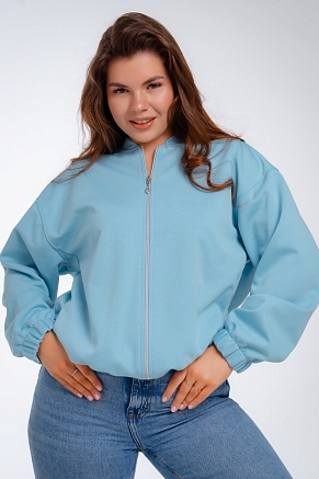 Женский бомбер из коттон фита аквамарин