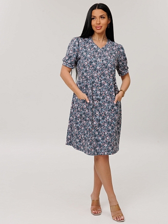 Женский халат Х-153(К) / Серый (цветы)