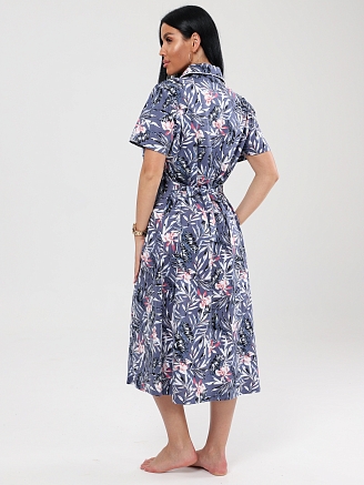 Женский халат ХК-546 / Крупные веточки на сером