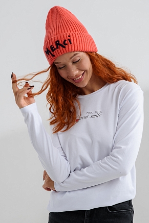 Женский лонгслив 8513 / белый+girl