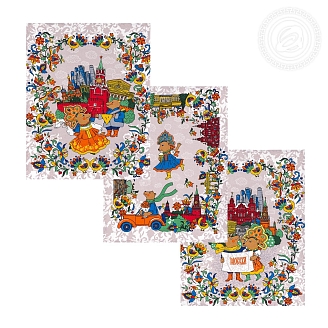 Набор полотенец рогожка / Московские мишки