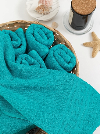 Полотенце махровое г/к Узбекистан 380 гр/м2 / 504-сине-зеленый