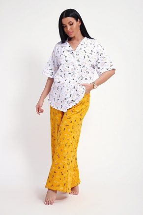 Женский костюм 29035 / бело-желтый