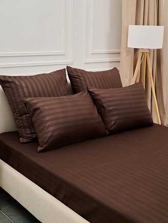 Комплект наволочек микрофибра-страйп / Шоколад