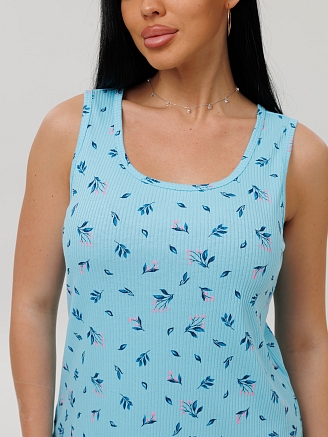 Женская сорочка Сор-110(Каш) / Бирюзовый (цветы)