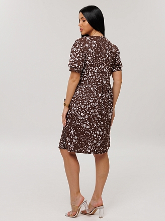 Женский халат Х-153(К) / Коричневый (цветы)