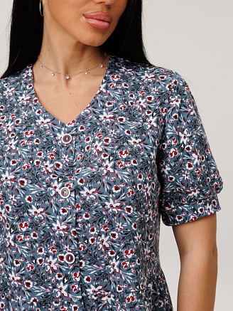 Женский халат Х-153(К) / Серый (цветы)