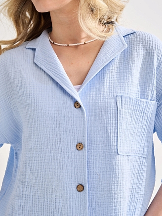 Женский костюм "Муслин" (шорты) 2460-Мус / Голубой