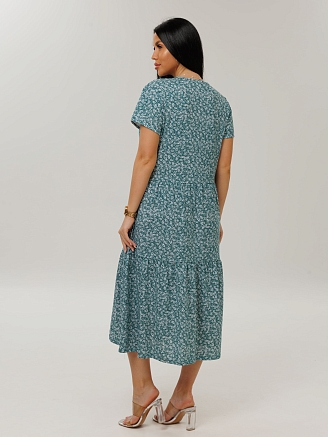 Женское платье Пл-116(К) / Бирюзовый (цветы)