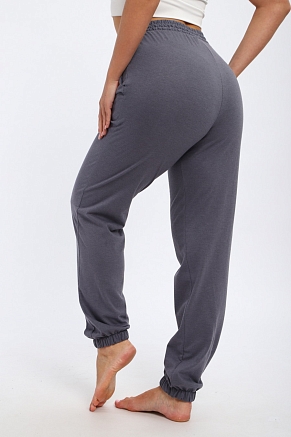 Брюки женские из кулирки на резинке / Графит