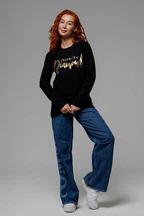 Женский лонгслив 8513/1 / черный+Бриллиант