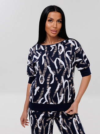 Женский костюм К-176(К) / Темно-синий (узоры)