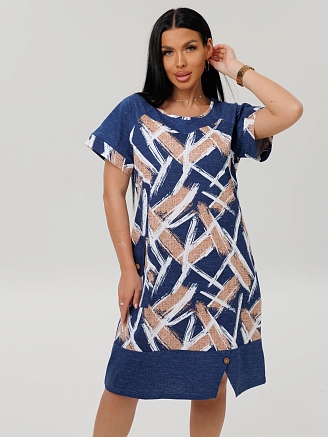 Женская туника Т-113(К) / Синий (узоры)