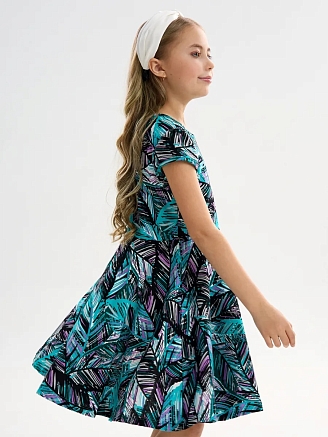 Детское платье "Птичка" / Тропики фиолетовые