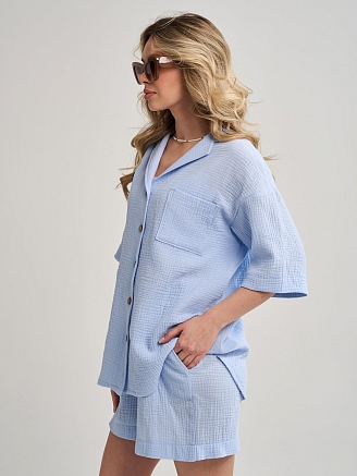 Женский костюм "Муслин" (шорты) 2460-Мус / Голубой