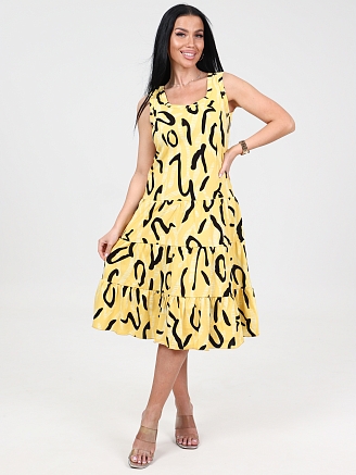 Женский сарафан 3 ЯРУСА СК-761 / Узоры на желтом