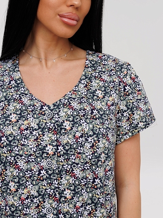 Женский халат Х-167(К) / Серо-зеленый (цветы)