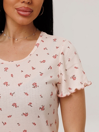 Женская сорочка Сор-106(Каш) / Кремовый (мелкие цветы)