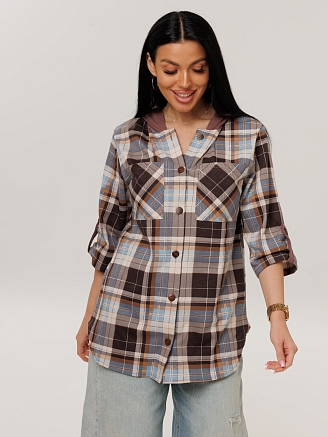 Женская туника Т-189(К) / Коричневый (клетка)