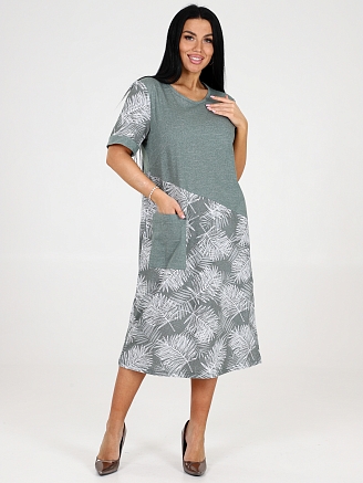 Женское платье Каприз ПлК-1544 / Папоротник на зеленом