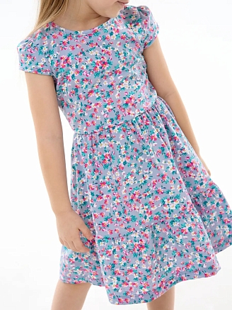 Детское платье "Карусель" / Нежные цветочки на голубом