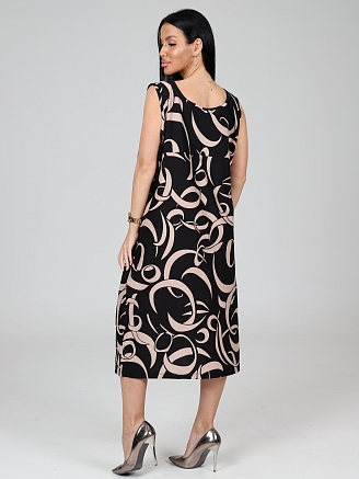 Женский сарафан МАКСИ СК-345 / Бежевые ленты на черном