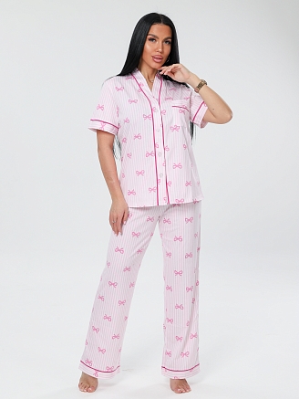 Женская пижама П-106 (К) / Розовый (бантики)