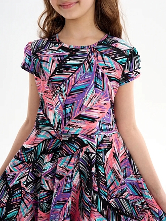 Детское платье "Птичка" / Тропики розовые