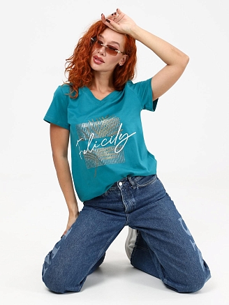 Женская футболка Колеус / петроль